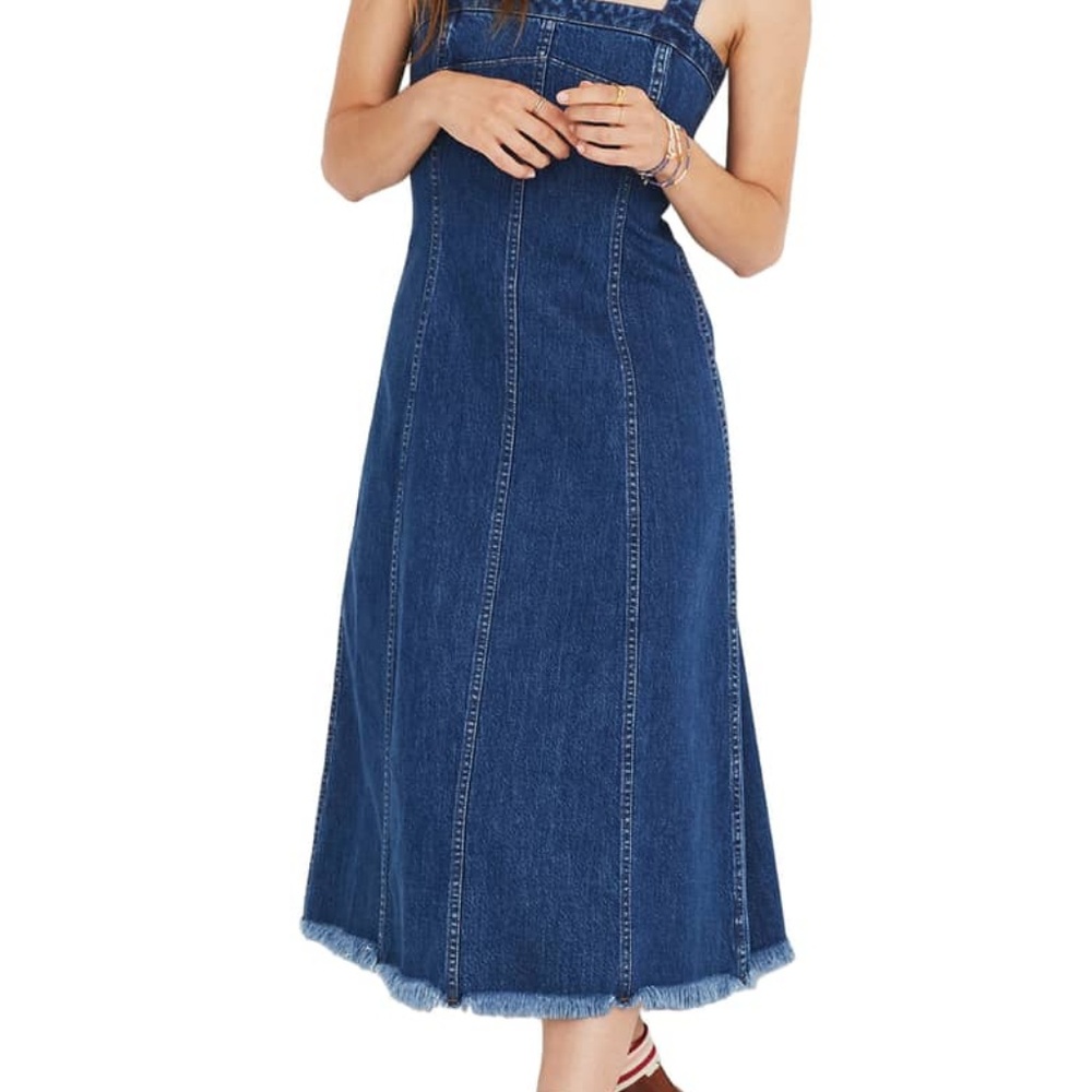 Madewell Raw Hem Seamed Denim Dress
